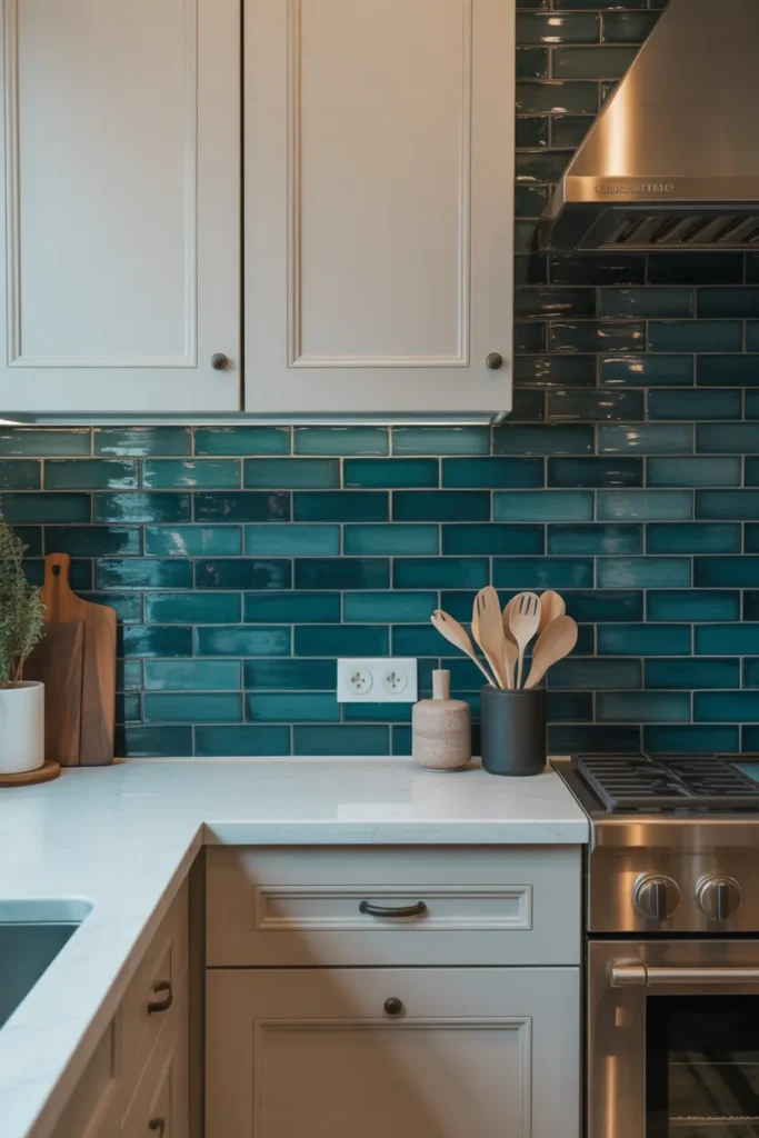 Dark Teal Tiles with Matte Finish