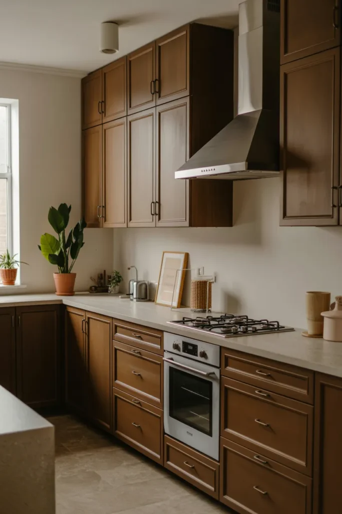Dark Wood Cabinets with Matte Finish