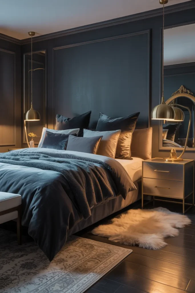 Deep Charcoal Walls with Velvet Accents