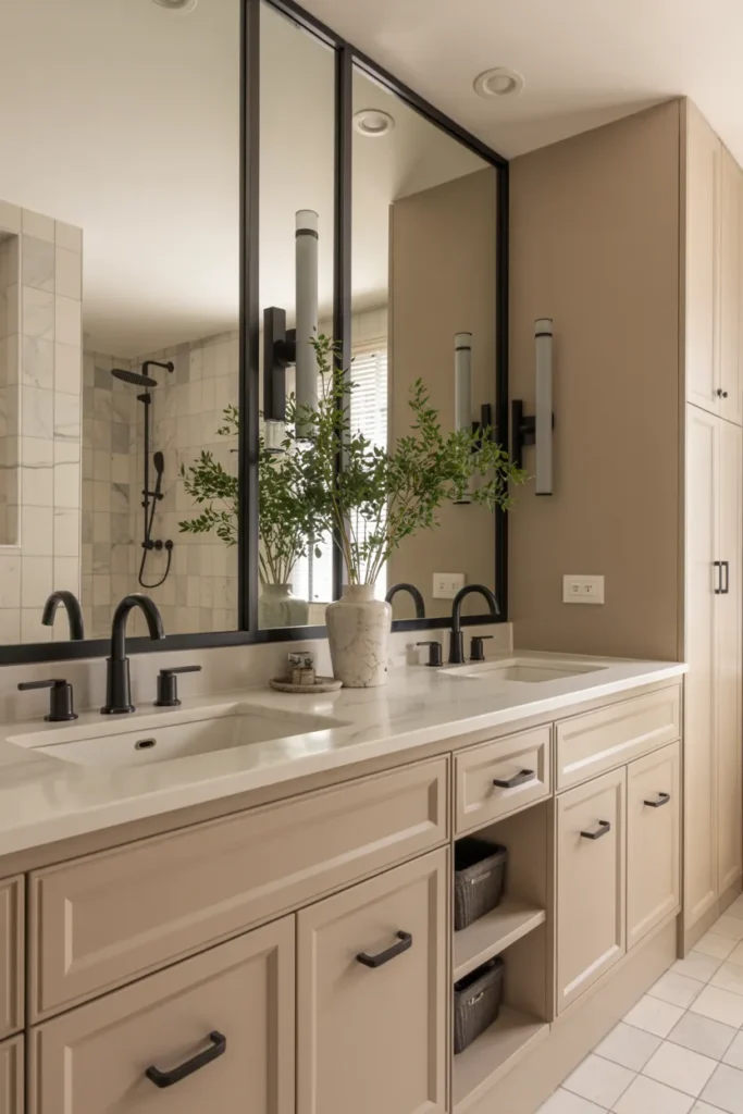 Double Vanity with Marble Countertop