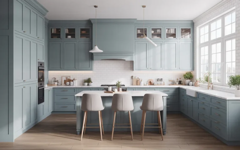 Dusty Blue Cabinets for a Soft Trendy Look,