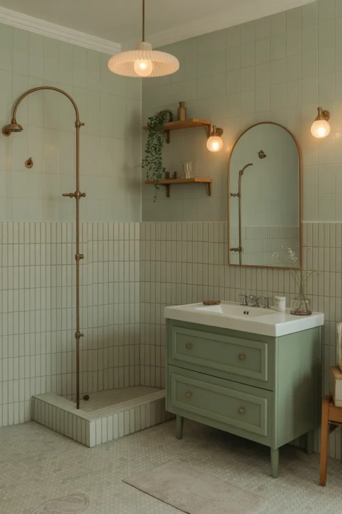 Dusty Green Bathroom with Vintage Touch