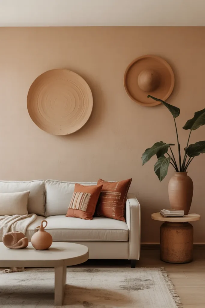 Earthy Living Room with Clay and Terracotta Accents