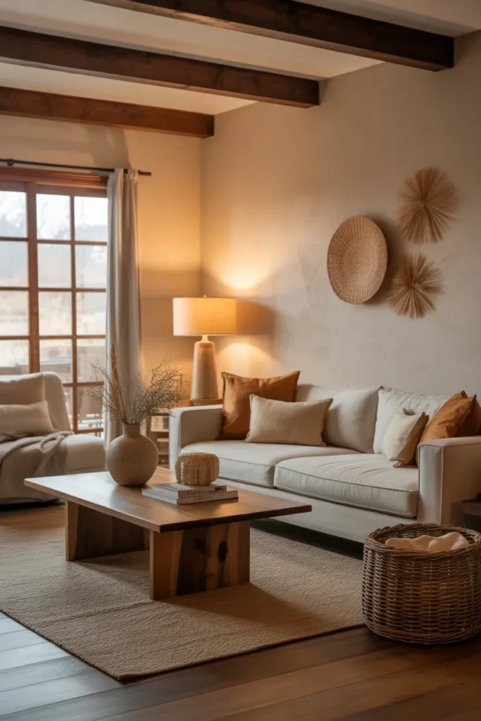 Earthy Living Room with Natural Wood Accents