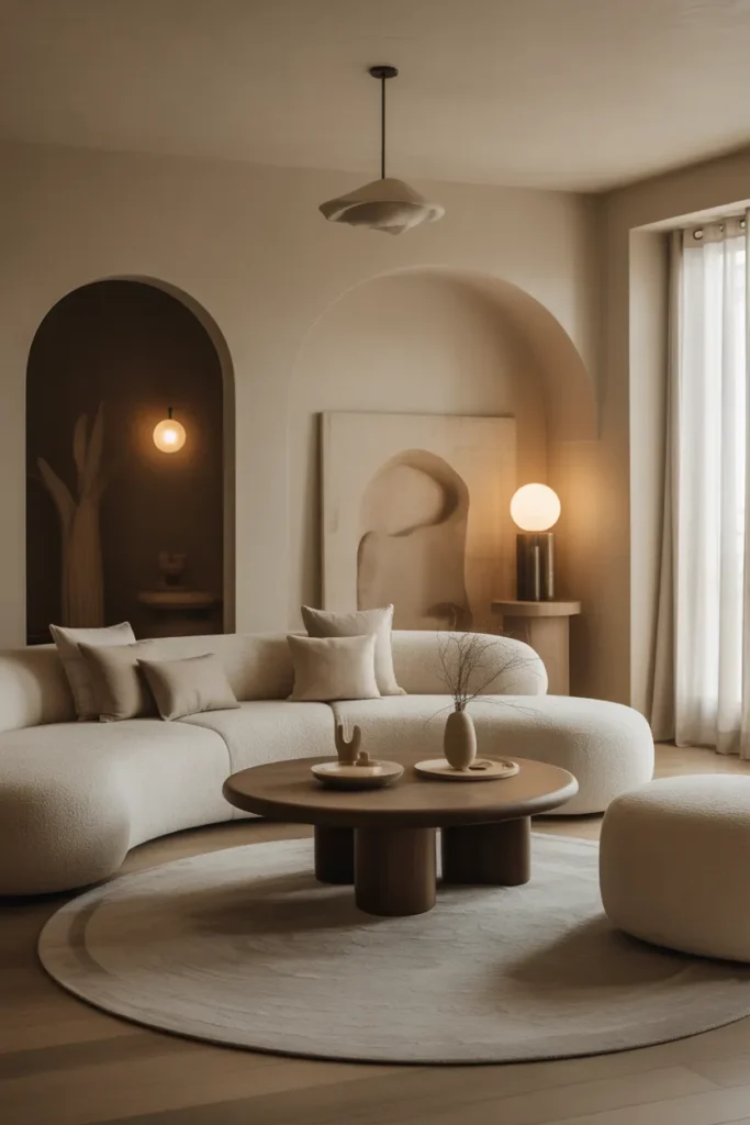 Earthy Living Room with Organic Shapes