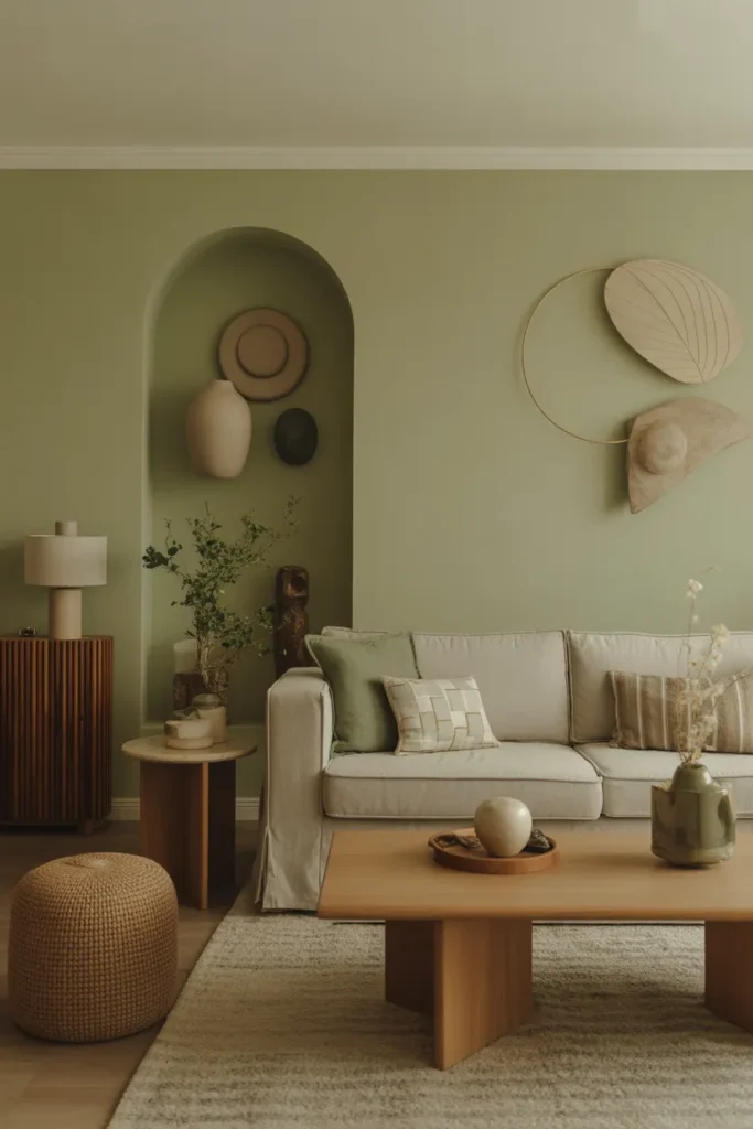 Earthy Living Room with Soft Green Accents