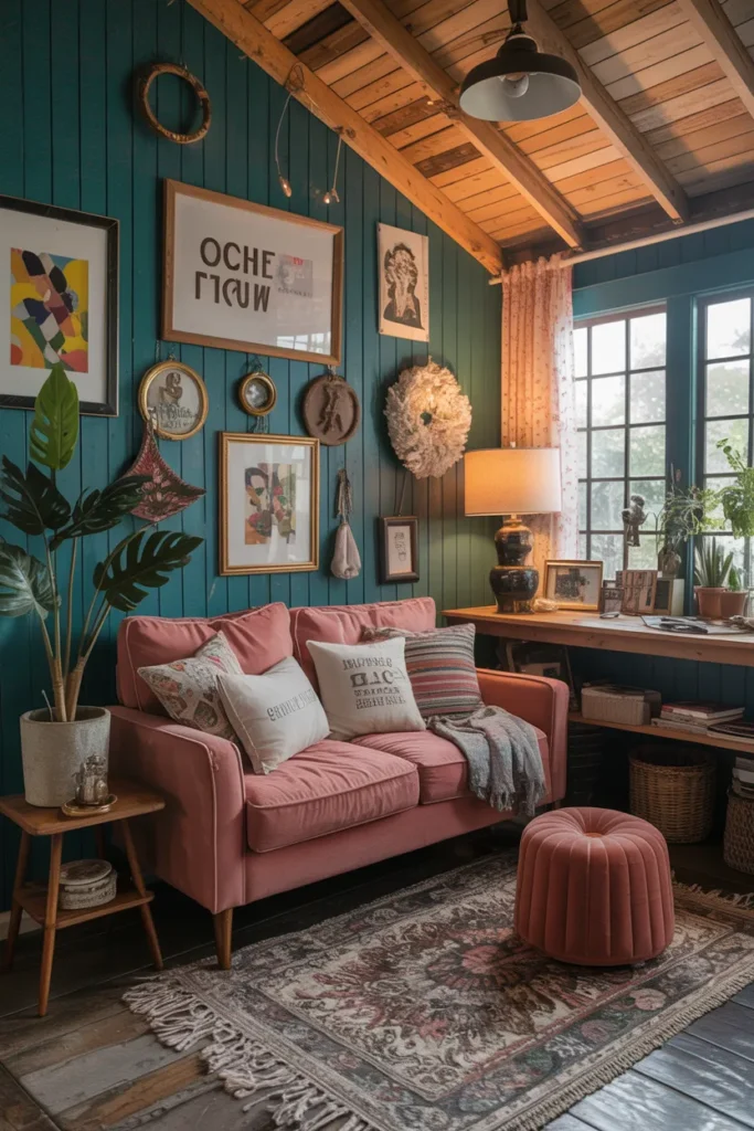 Eclectic She Shed Interior with Personal Style