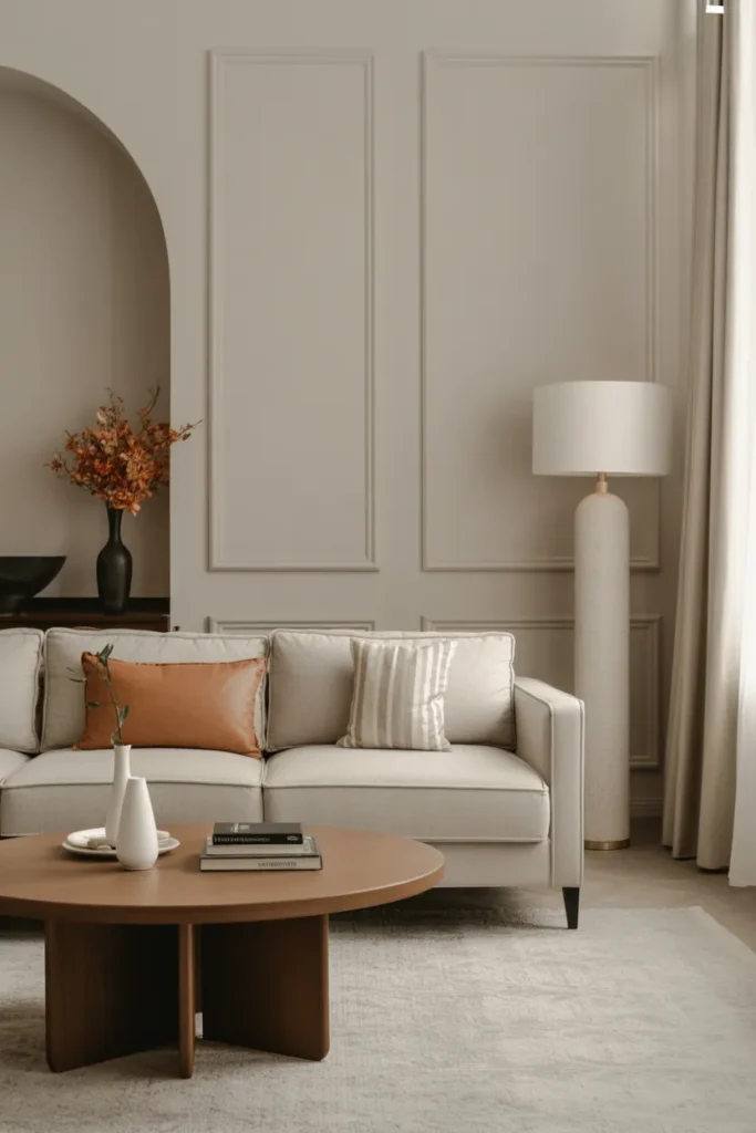 Elegant Living Room with Minimal Color Accents