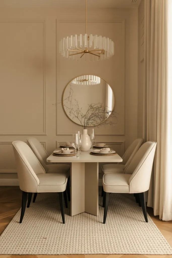 Elegant Neutral Dining Space with Textured Layers