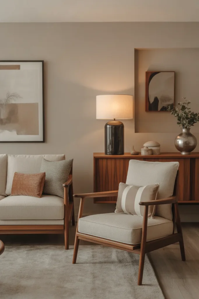 Elegant Wood and Fabric Balance