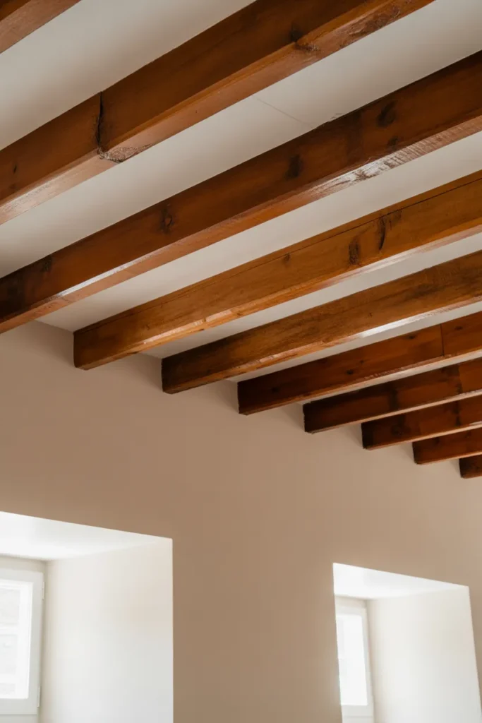 Exposed Wooden Beams for Authentic Charm