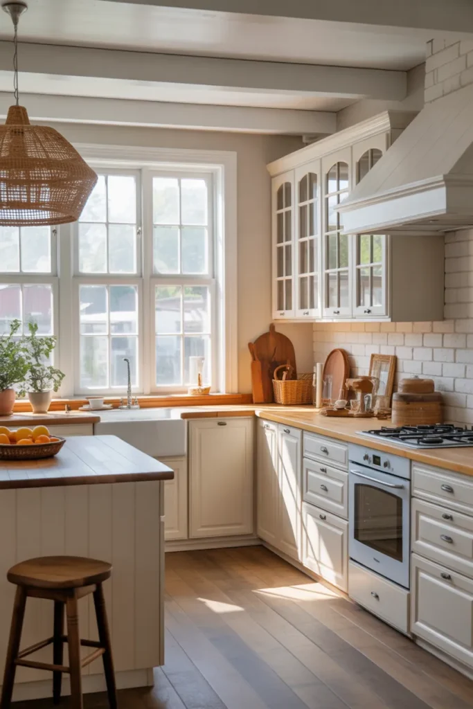 Farmhouse Kitchen with Large Windows and Natural Light