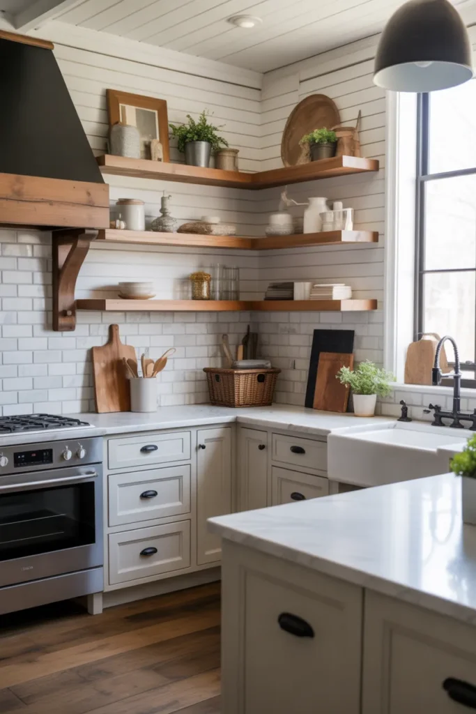 Farmhouse Kitchen with Marble Countertops and Rustic Touches