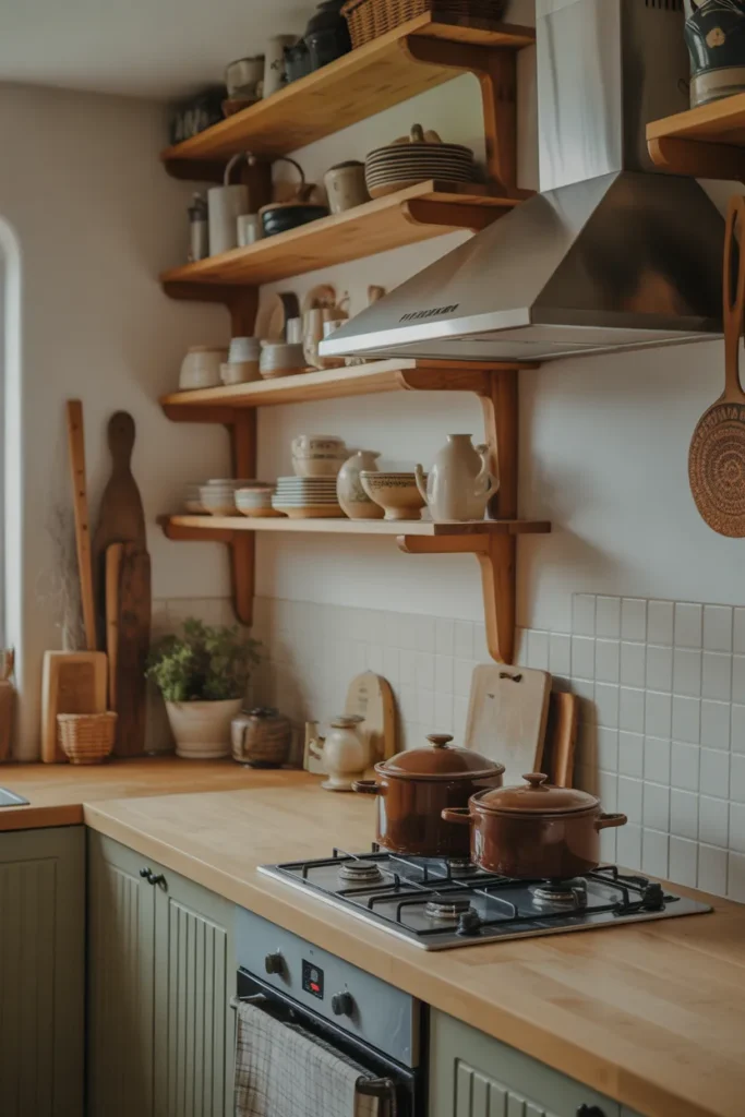 Farmhouse-Style Kitchen with Open Shelving