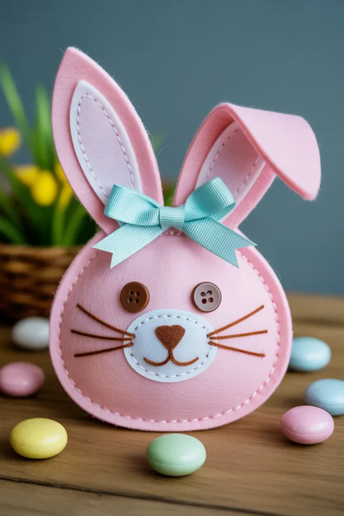 Felt Bunny Bag with Button Eyes