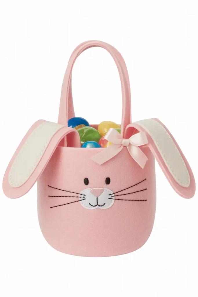 Felt Bunny Bag with Embroidered Whiskers
