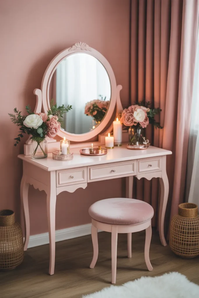 Feminine Vanity Corner in Pink