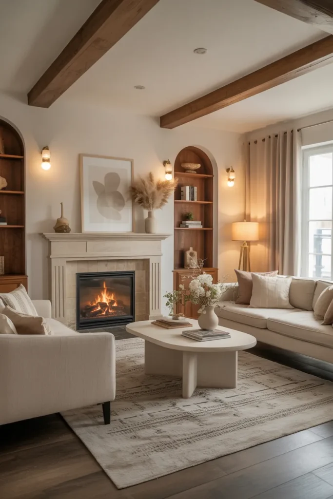 Fireplace-Centered Luxe Living Room
