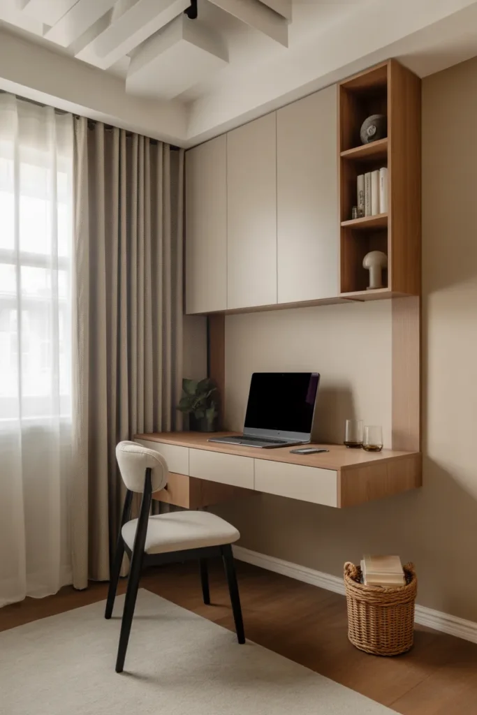 Floating Corner Desk with Minimal Chair