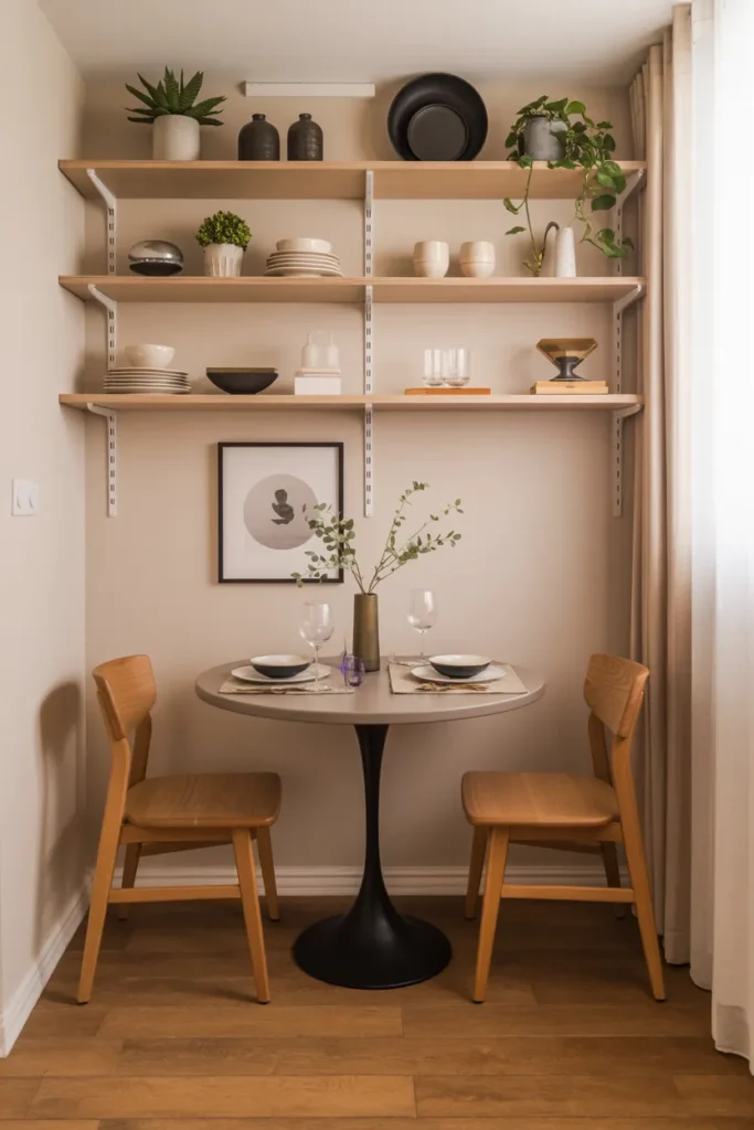 Floating Shelves Above the Dining Area