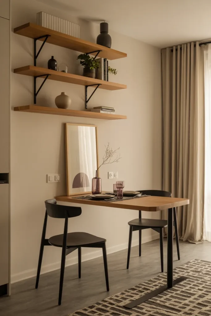 Floating Shelves and Wall-Mounted Table