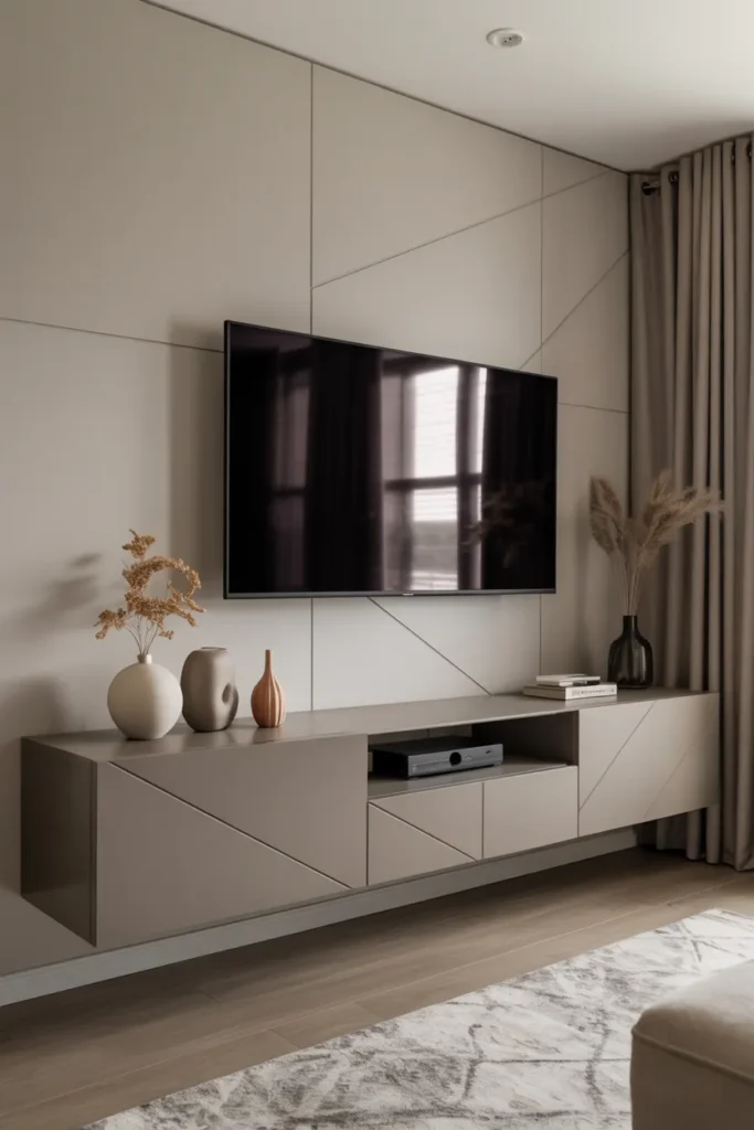 Floating TV Unit With Clean Geometric Lines