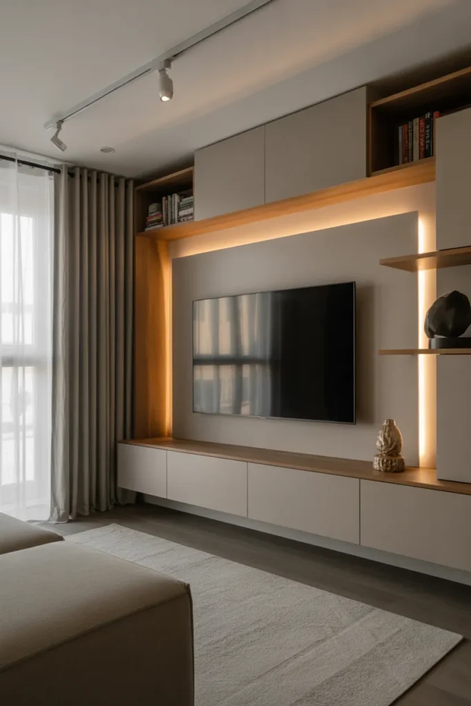 Floating TV Wall with LED Backlighting