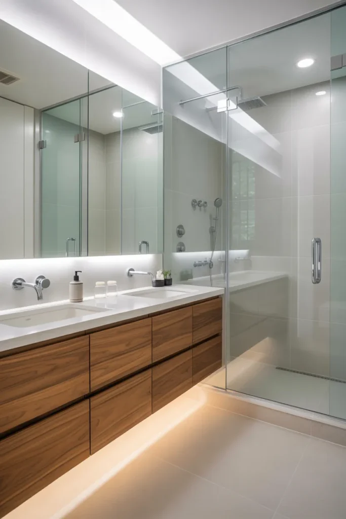 Floating Vanity with Wood Accents