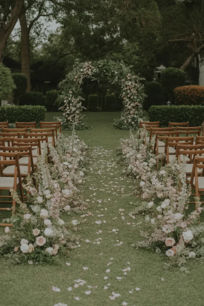Floral Wedding Aisle with Petal Scatter