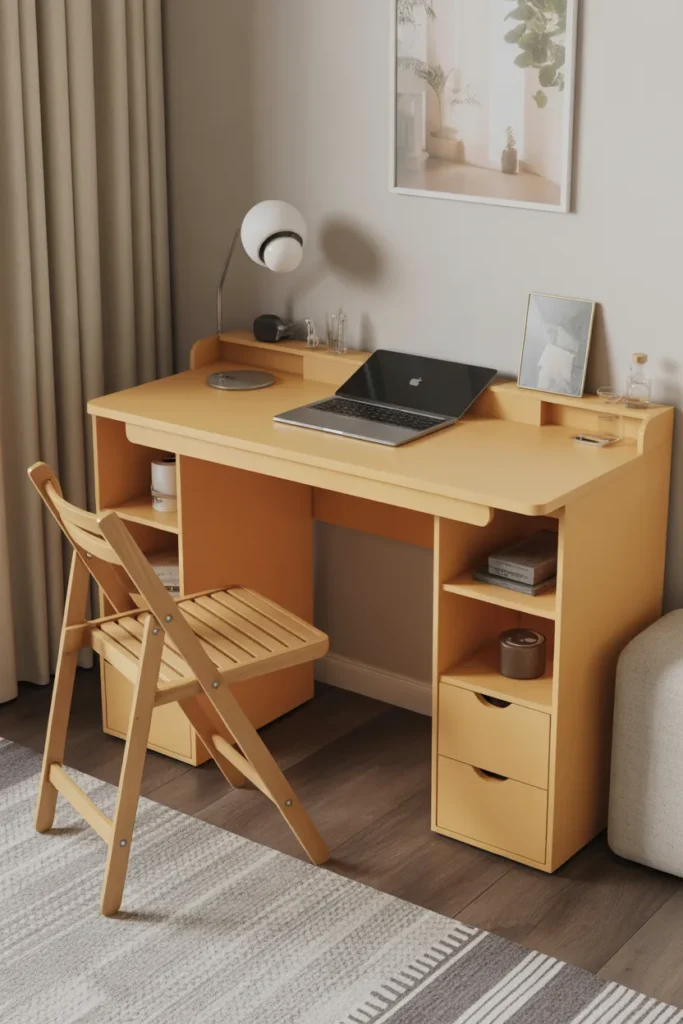 Foldable Desk with Built-In Storage Compartments
