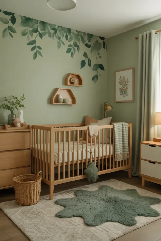Forest-Themed Nursery with Earthy Greens