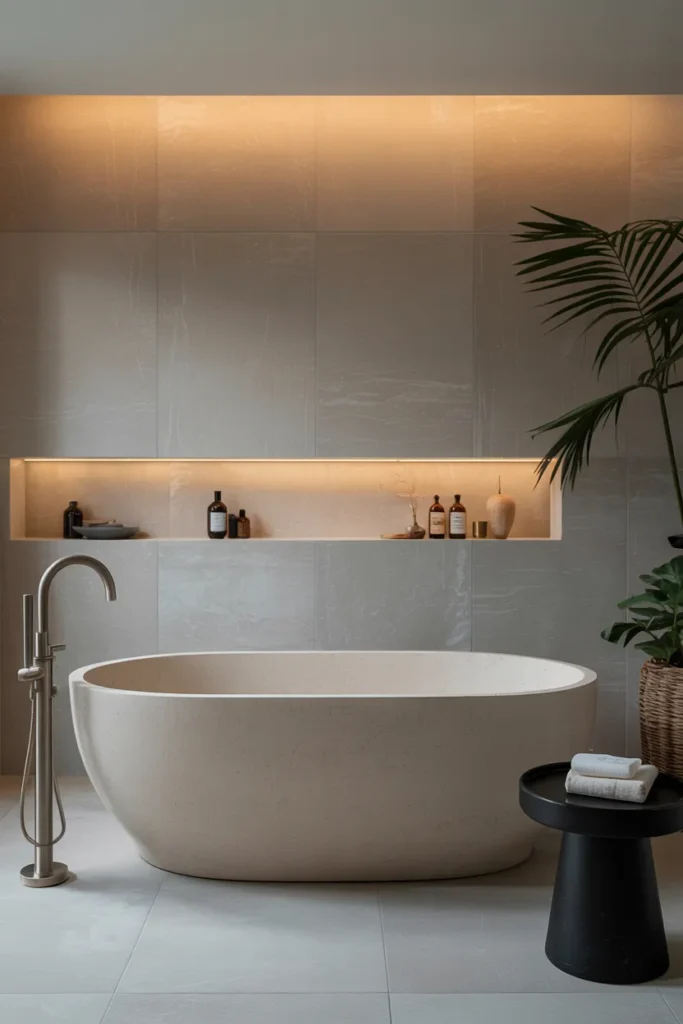 Freestanding Tub with Floor-Mounted Faucet