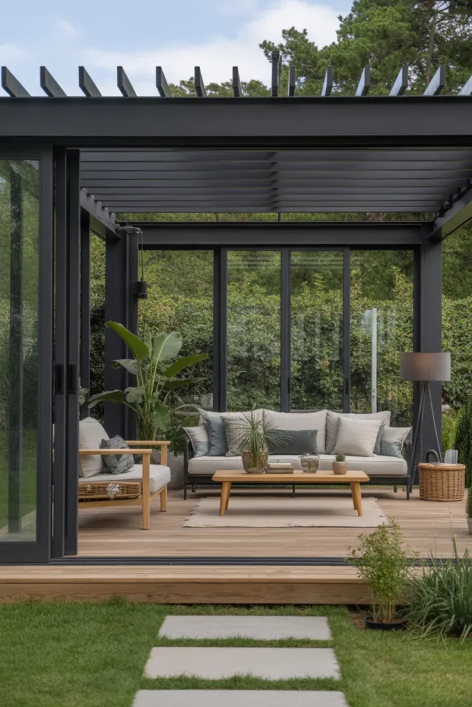 Garden Room with Pergola and Sliding Panels