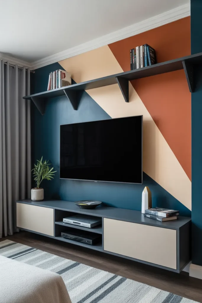 Geometric Painted TV Wall