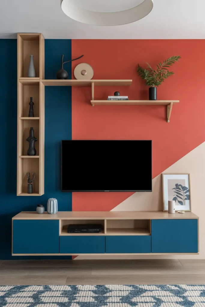 Geometric Patterned TV Wall