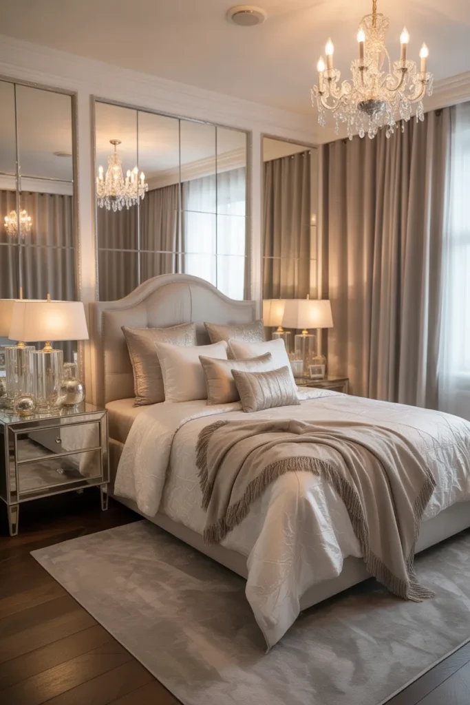 Glamorous Bedroom With Metallic Accents