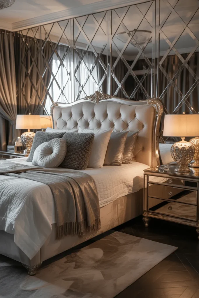 Glamorous Bedroom With Metallic Accents