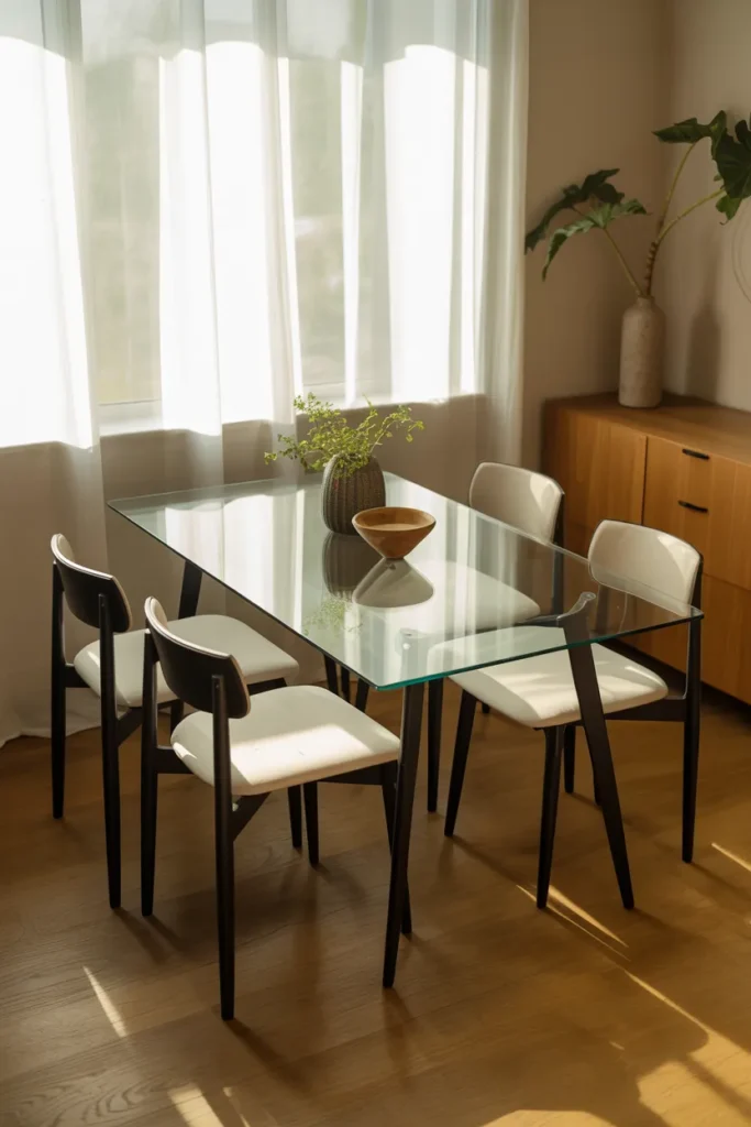Glass Dining Table for Visual Openness