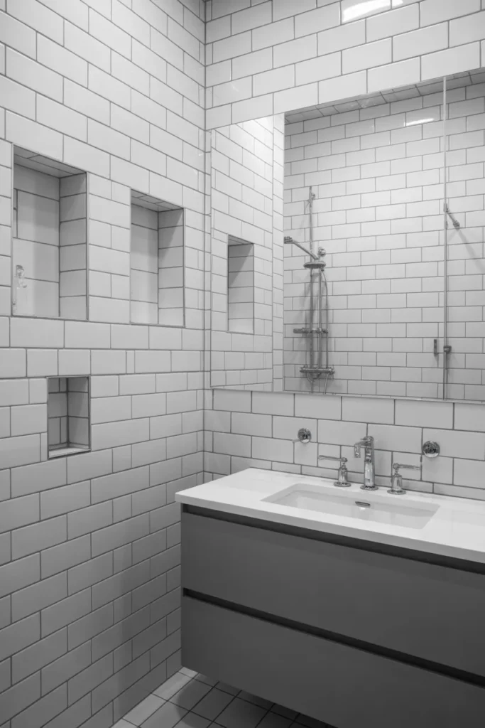 Glossy Subway Tiles in a Vertical Layout
