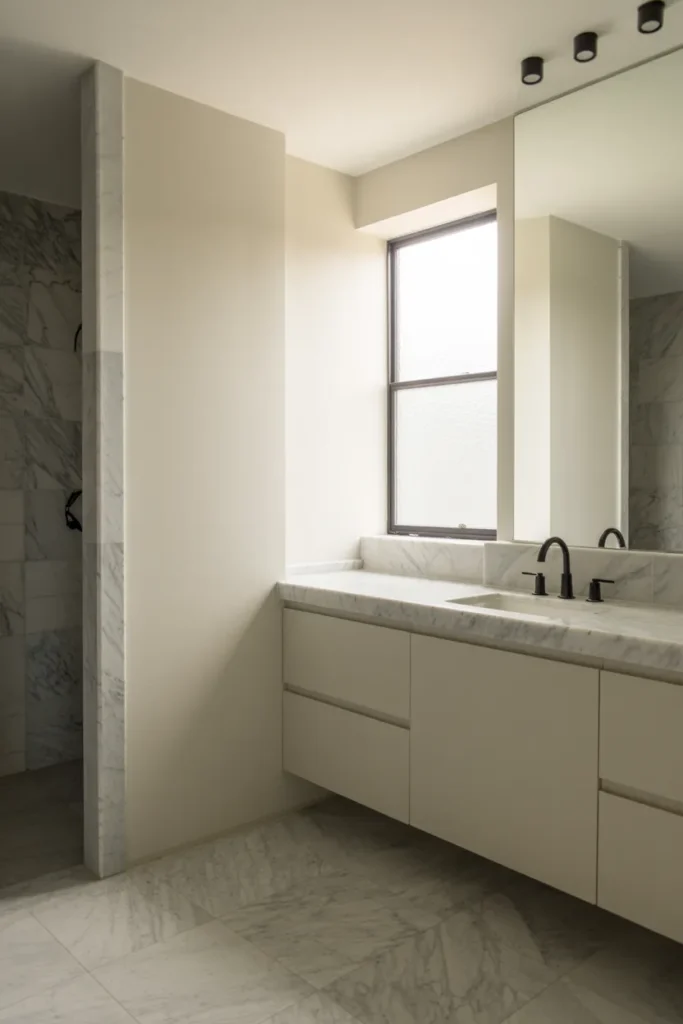 Gray Marble Flooring with White Walls