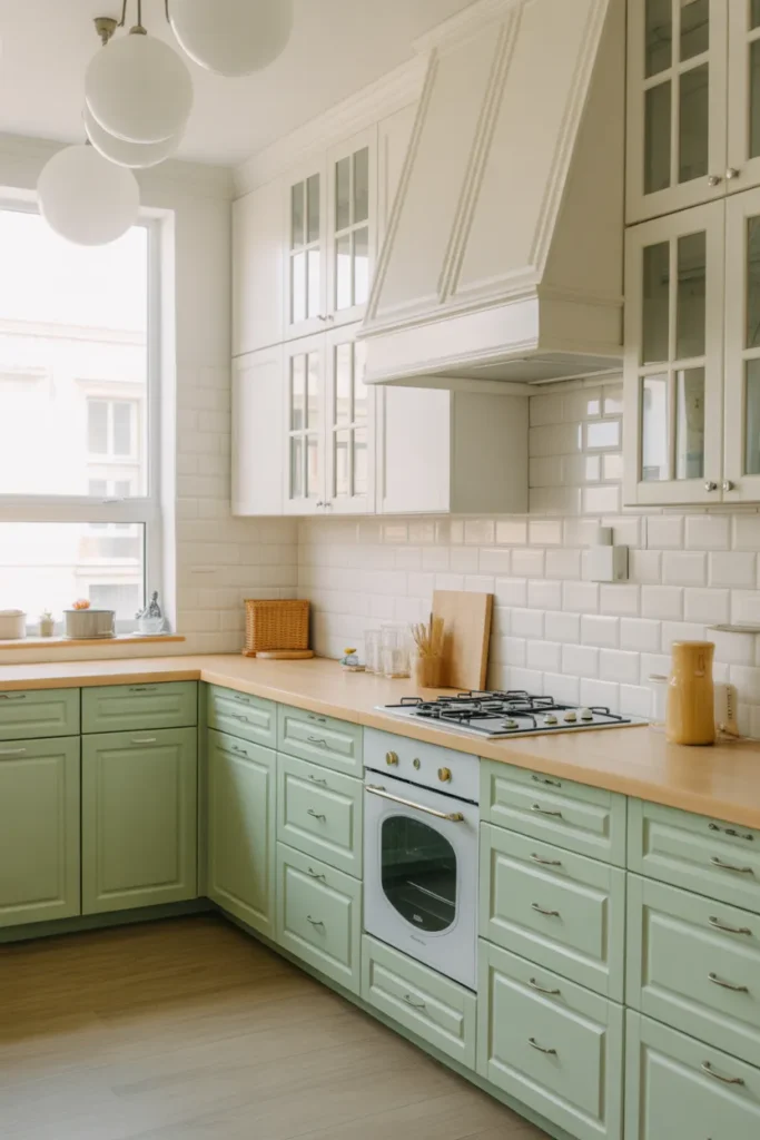 Green and White Two Tone Kitchen Cabinet Style
