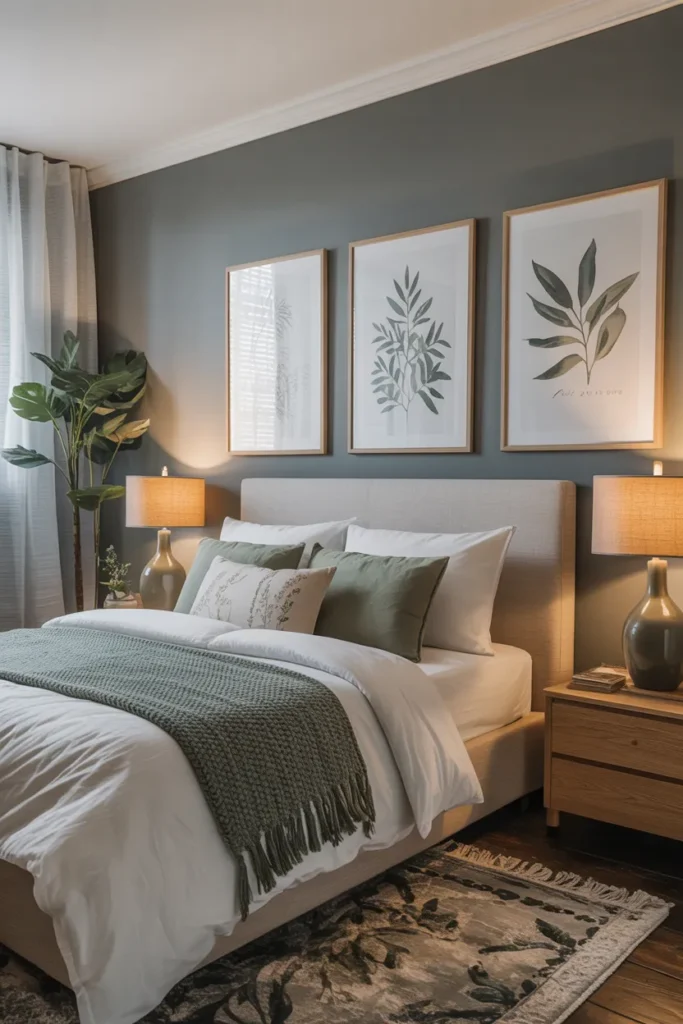 Grey Walls with Sage Green Artwork