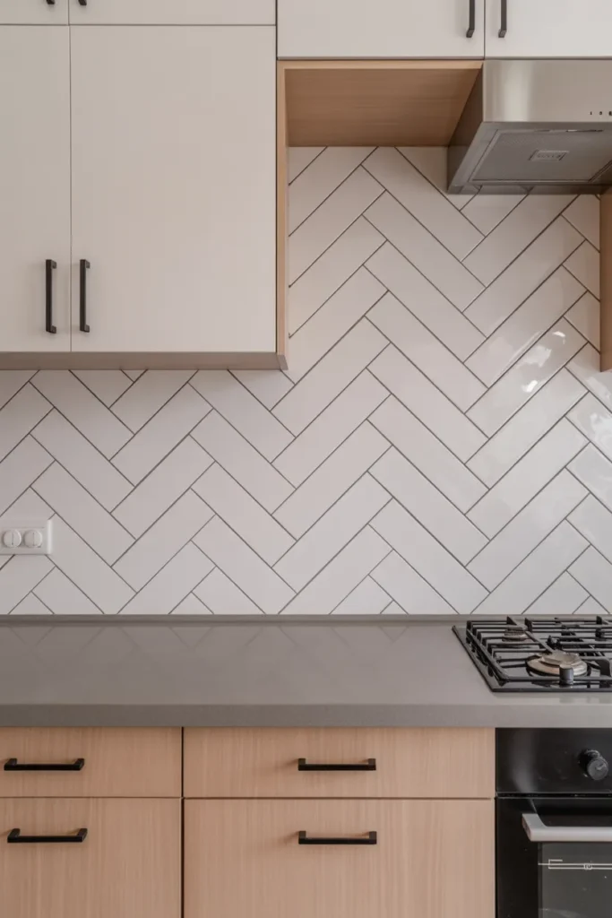 Herringbone Tile Backsplash