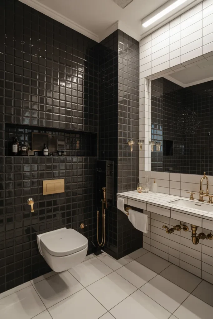 High-Gloss Black Accent Tiles