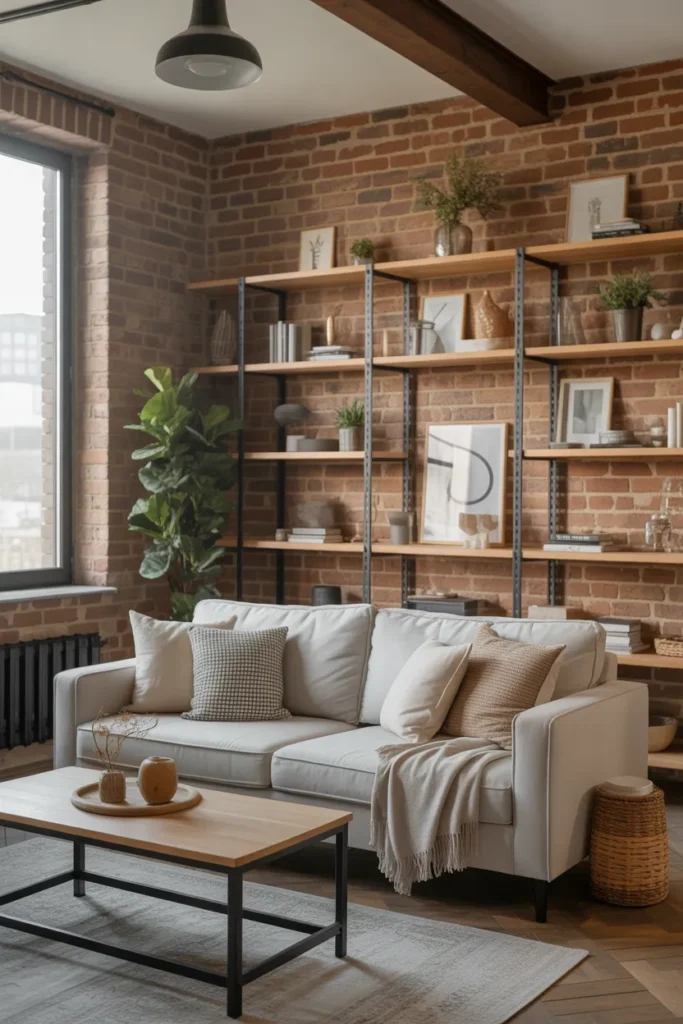 Industrial Living Room with Exposed Elements
