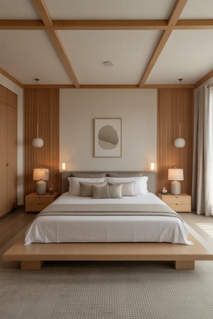 Japandi Bedroom with Balanced Symmetry