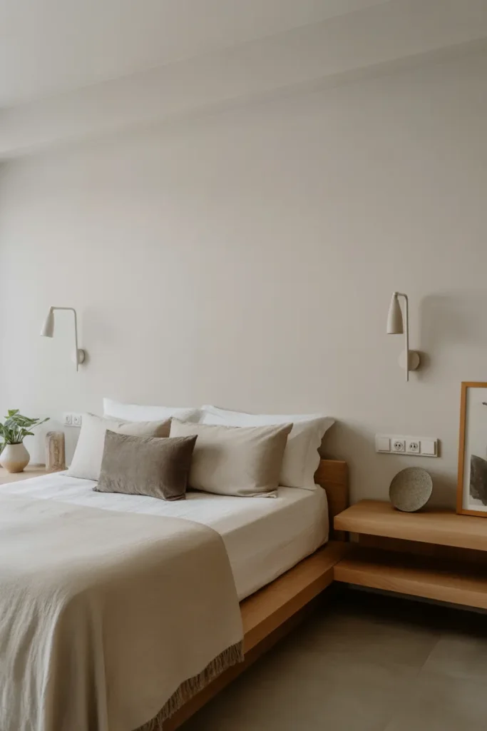 Japandi Bedroom with Floating Nightstands
