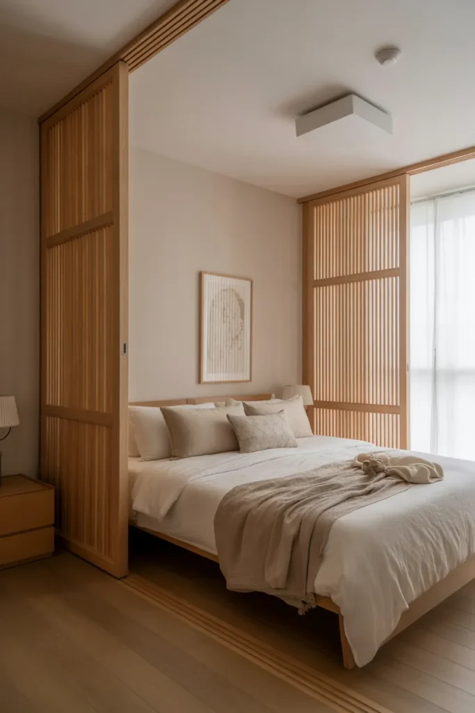 Japandi Bedroom with Sliding Panels