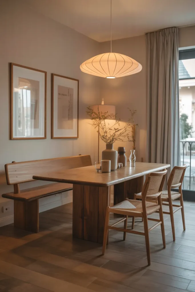 Japandi Dining Room with Bench Seating