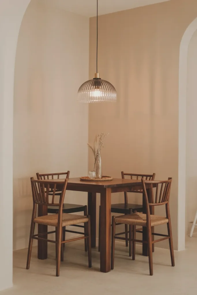 Japandi Dining Room with Glass Accents